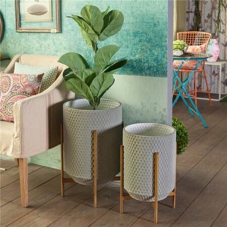 Luxen Home Luxen Home 2pc Metal Floor Planters WHPL746